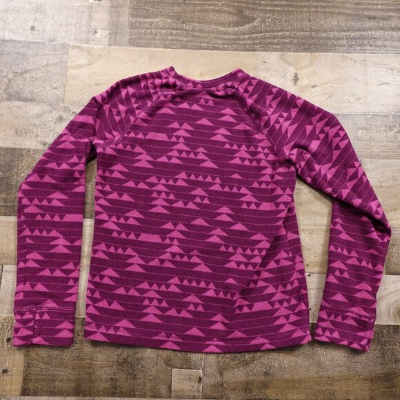 L.L.Bean Fleece Pullover Kids M 10–12 Purple Magenta Geometric Outdoor Layer - Picture 8 of 8